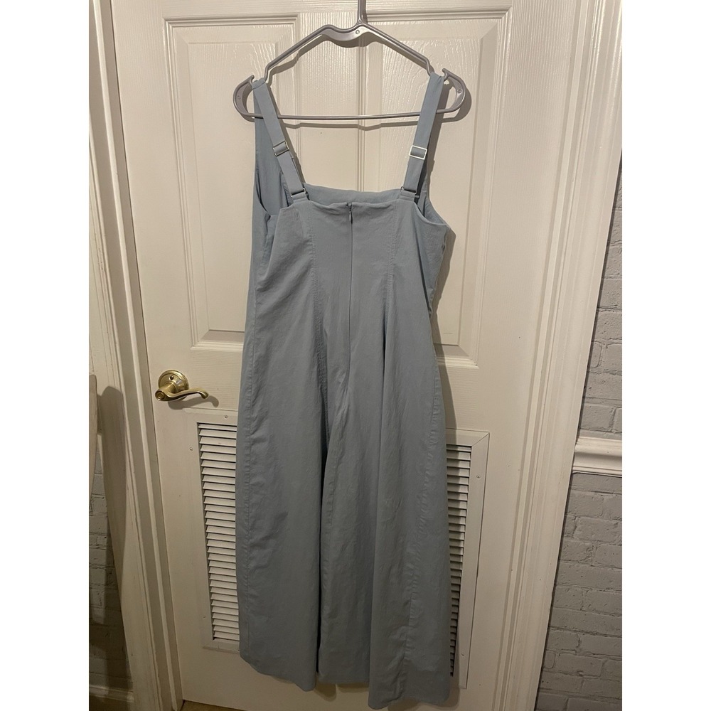 Abercrombie & Fitch Mila Midi Dress L Blue Cotton Square neck A Line - Picture 5 of 8